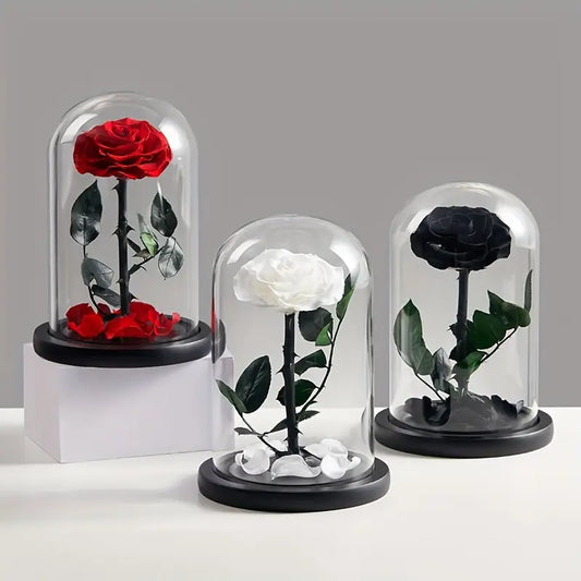 1 natural eternal flower in a glass cover - forever roses