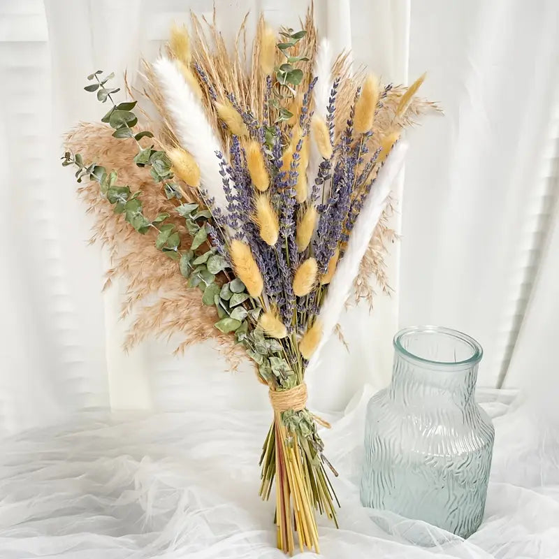 Dried Flowers Bouquet with Hemp Rope 100+ Pcs